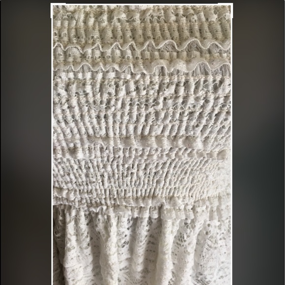 Cream colored Strapless Lace Maxi Dress Size M/L - Picture 2 of 4